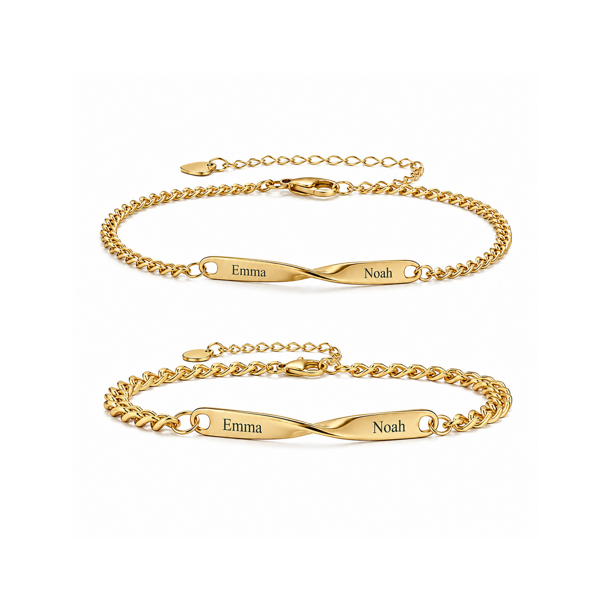 Twist Armband-Set mit Gold oben und Gold unten auf weißem Hintergrund