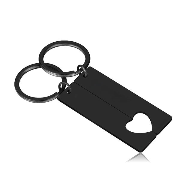 Rechteck Herz Schlüsselanhänger mit Gravur für Paare - Schlüsselanhänger - CARDORI