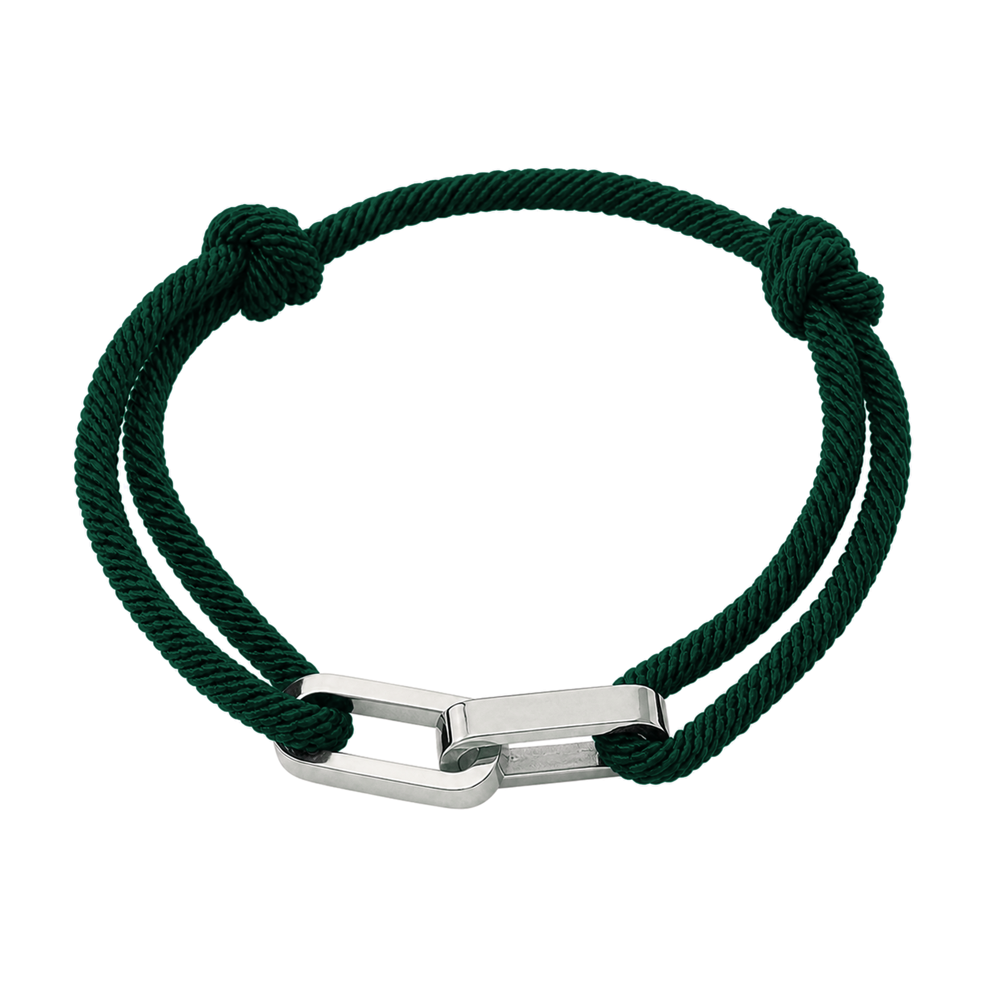 Link Armband in Dunkelgrün mit silberfarbenen Edelstahlgliedern