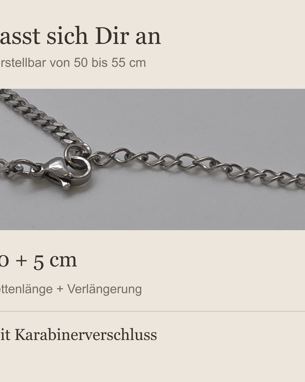 Karabinerverschluss und Verlängerungskette der Relic Coin Halskette. all-groups