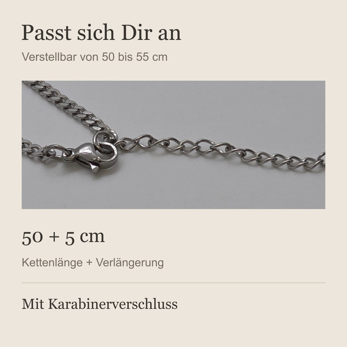 Karabinerverschluss und Verlängerungskette der Relic Coin Halskette. all-groups