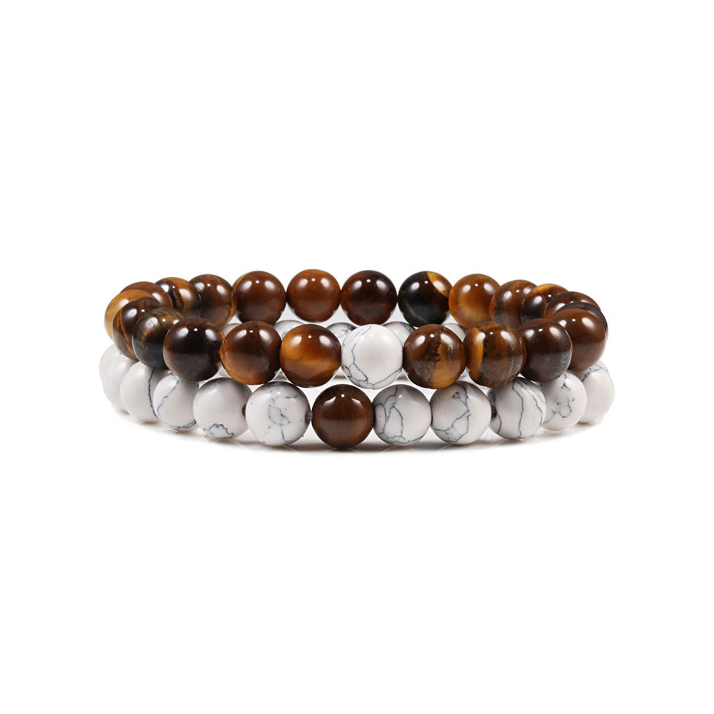 Perlenarmband-Set für Paare in Weiß und Braun