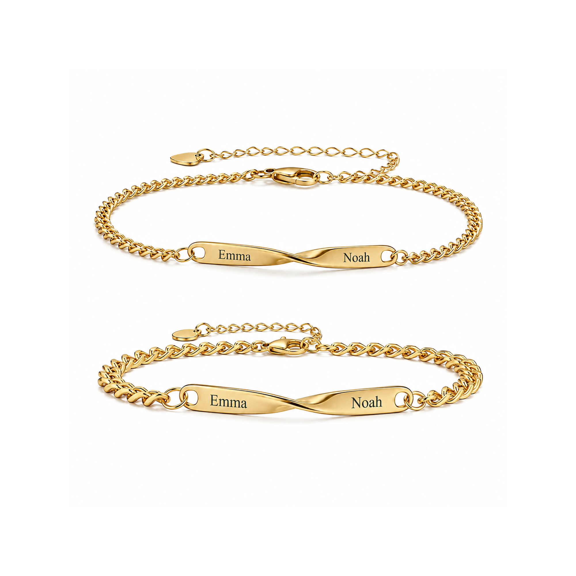 Twist Armband-Set mit Gold oben und Gold unten auf weißem Hintergrund