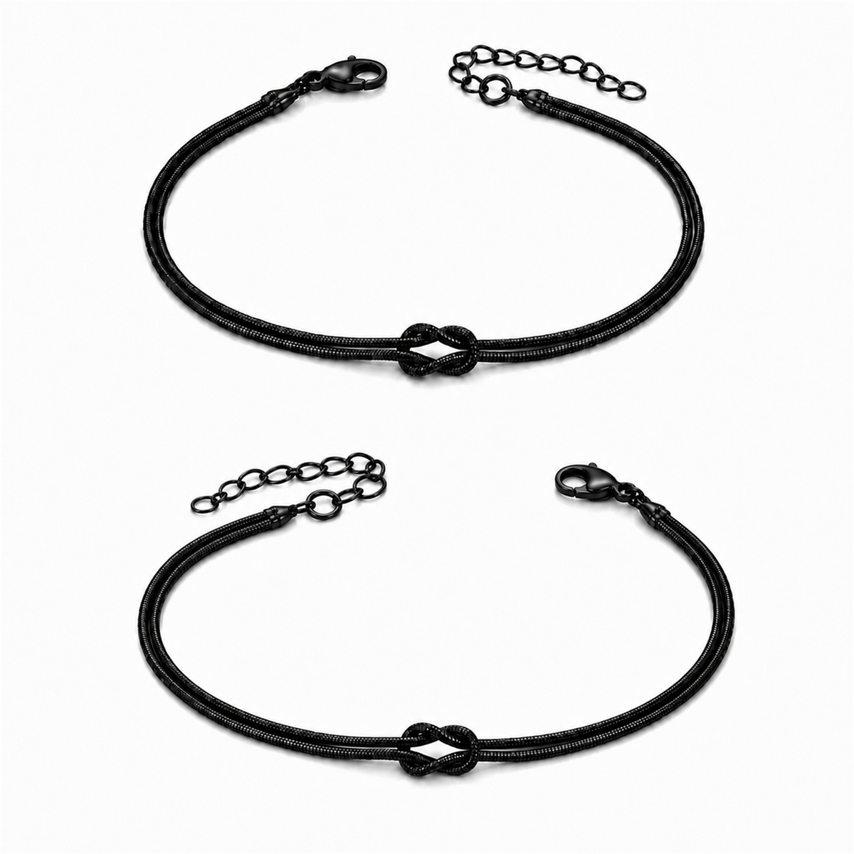 Knot Armband-Set Schwarz und Schwarz auf weißem Hintergrund