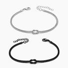 Knot Armband-Set Silber und Schwarz auf weißem Hintergrund