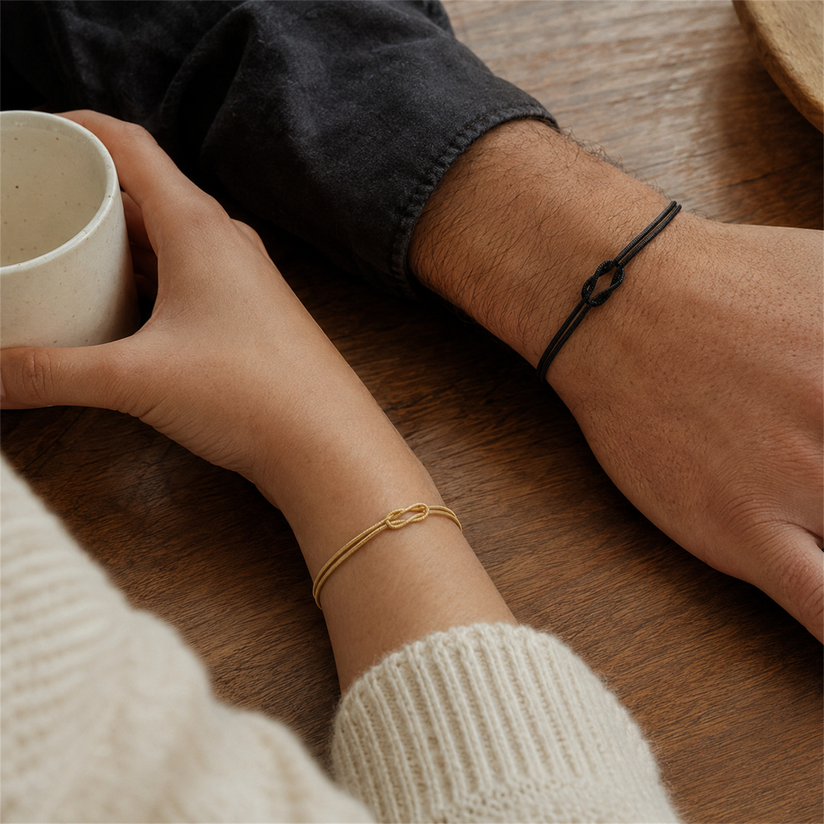 Knot Armband-Set als Paar getragen in Gold und Schwarz all-groups