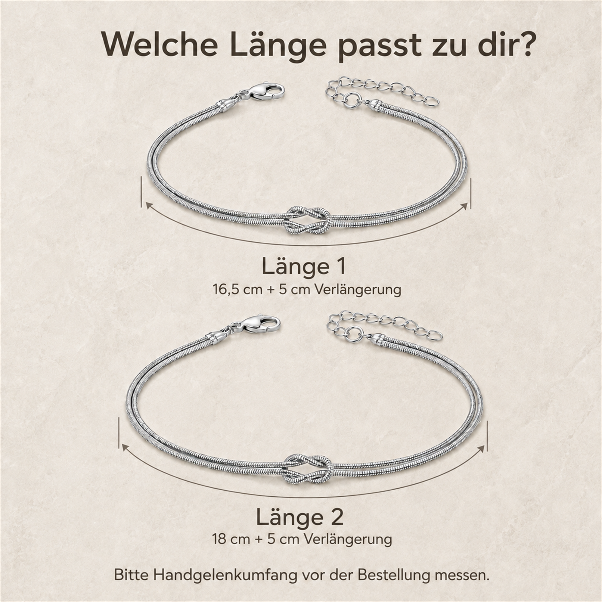 Knot Armband Größen 16,5 und 18 cm plus Verlängerung all-groups