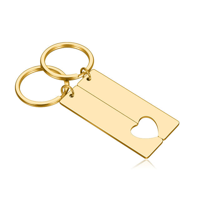 Rechteck Herz Schlüsselanhänger mit Gravur für Paare - Schlüsselanhänger - CARDORI