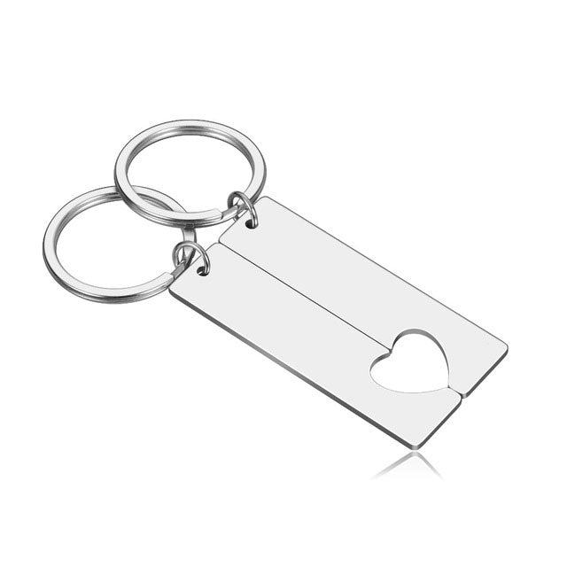 Rechteck Herz Schlüsselanhänger mit Gravur für Paare - Schlüsselanhänger - CARDORI