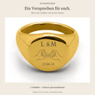 Coin Ring Gold, digitales Gravurbeispiel 04 Fingerschwur mit L und M und Datum 12.06.24