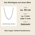 Rope Halskette aus Edelstahl: ca. 50 cm Länge, ca. 3 oder 5 mm Breite all-groups