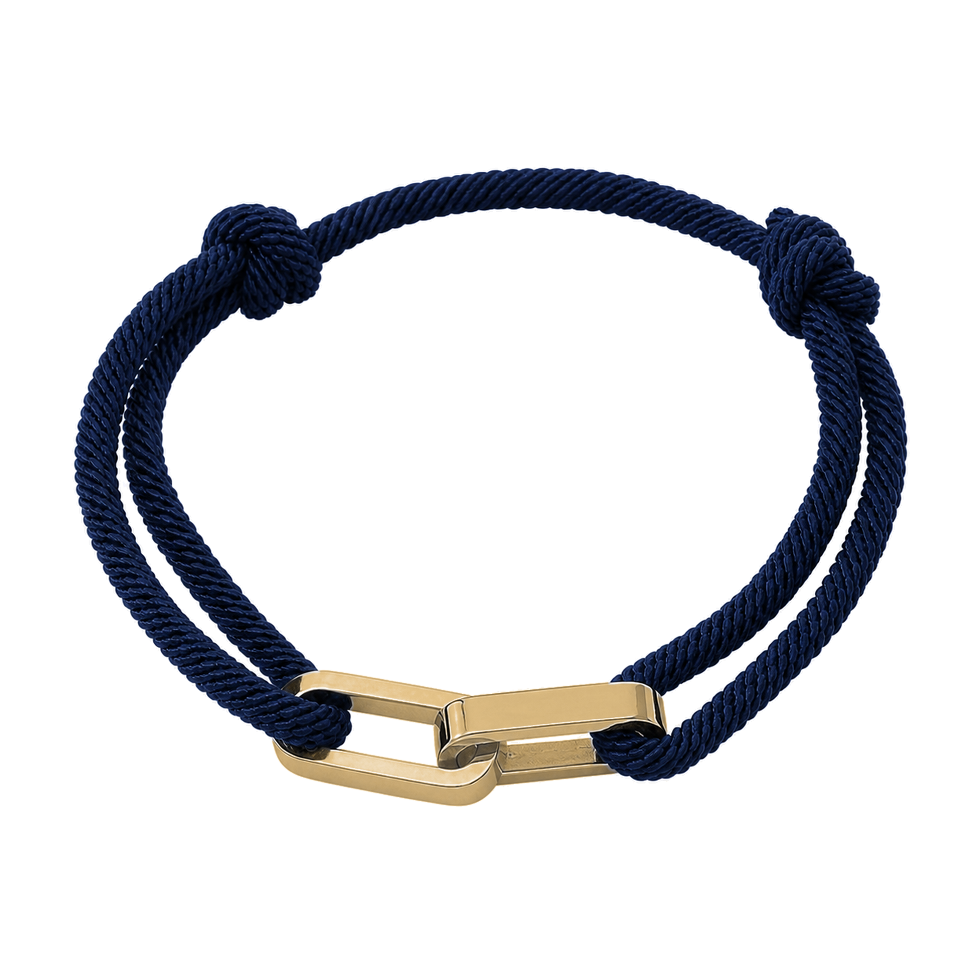 Link Armband in Dunkelblau mit goldfarbenen Edelstahlgliedern