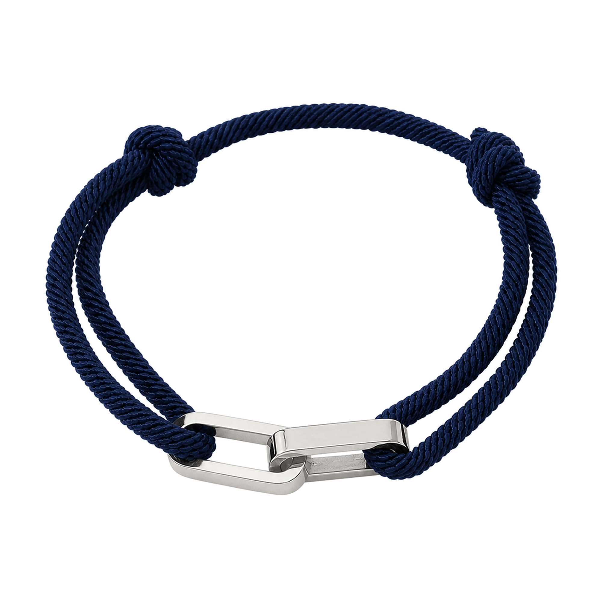 Link Armband in Dunkelblau mit silberfarbenen Edelstahlgliedern