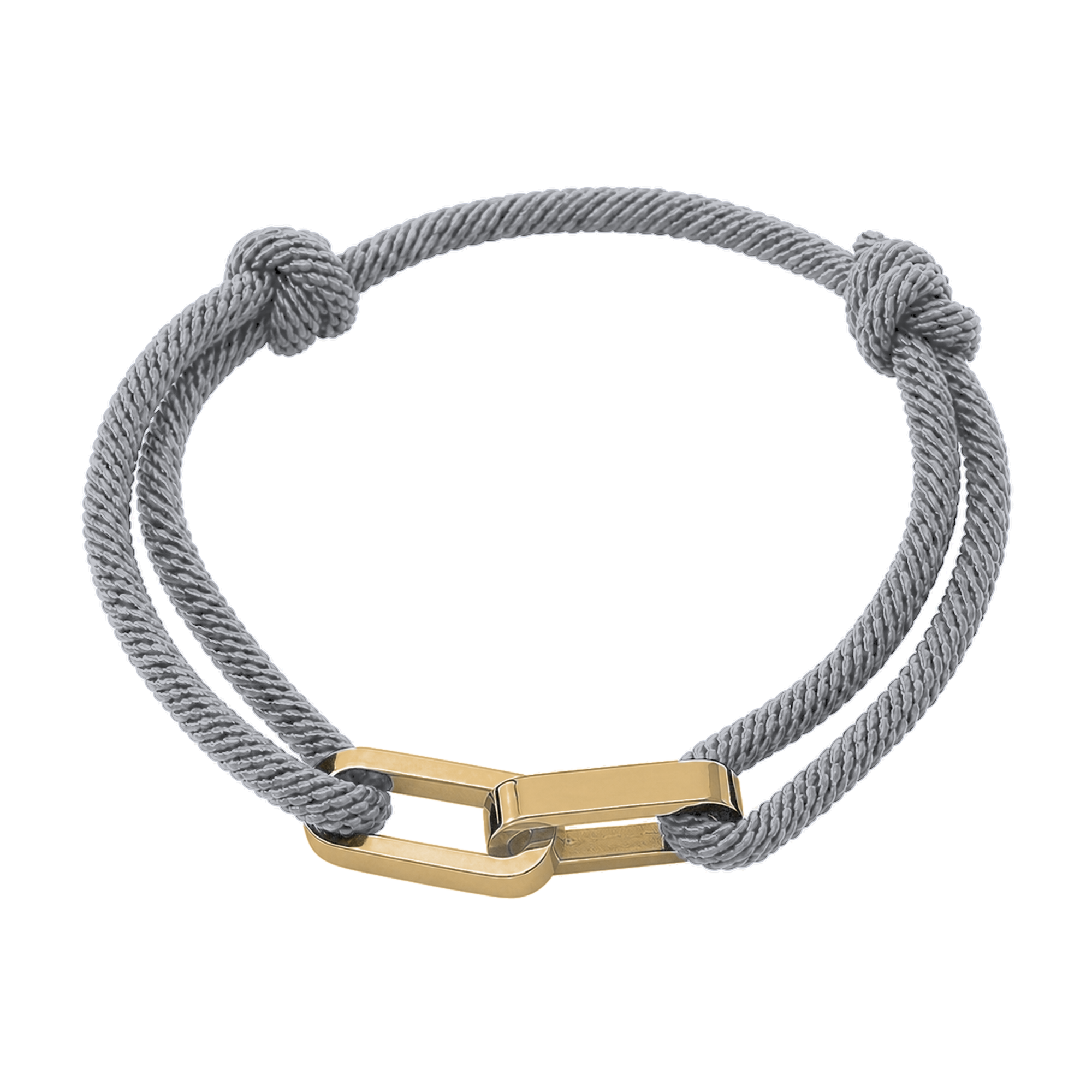 Link Armband in Grau mit goldfarbenen Edelstahlgliedern