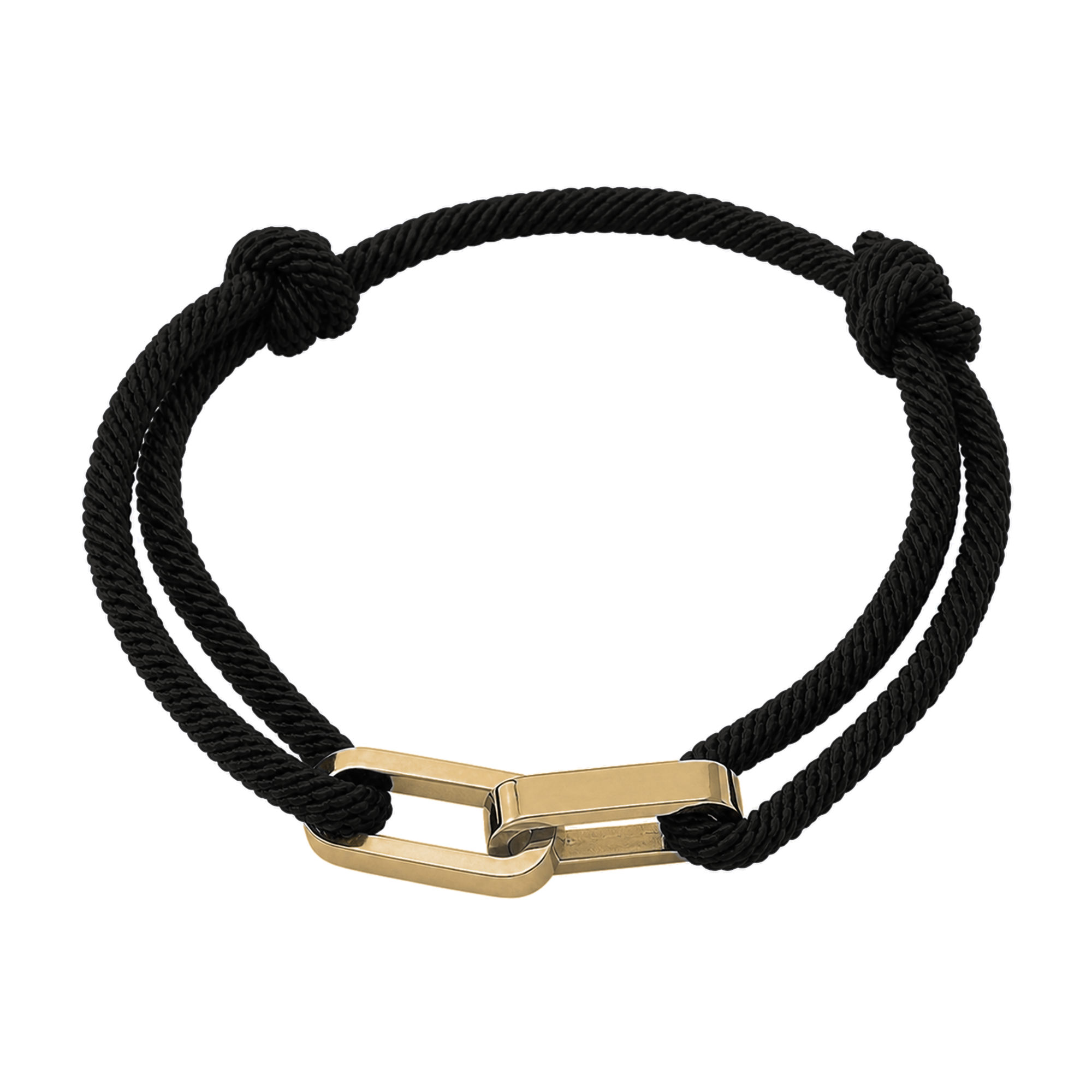 Link Armband in Schwarz mit goldfarbenen Edelstahlgliedern