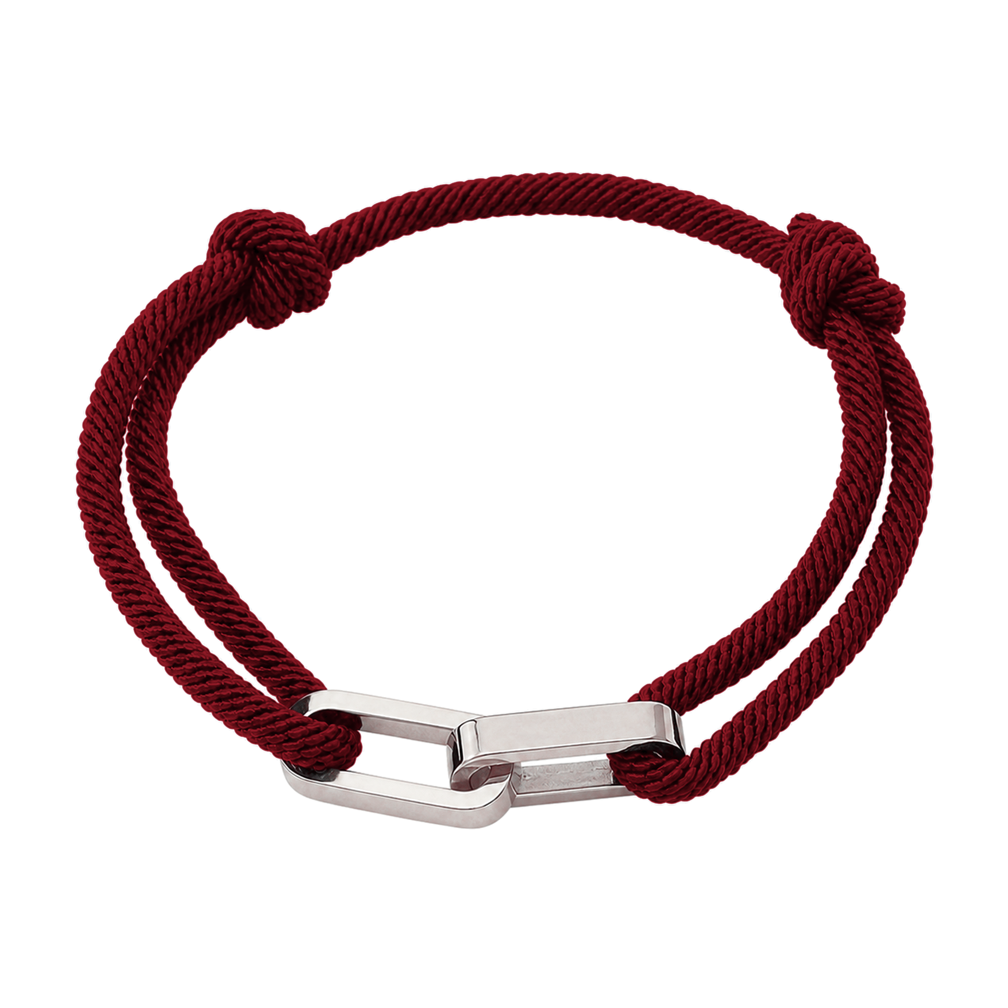Link Armband in Weinrot mit silberfarbenen Edelstahlgliedern