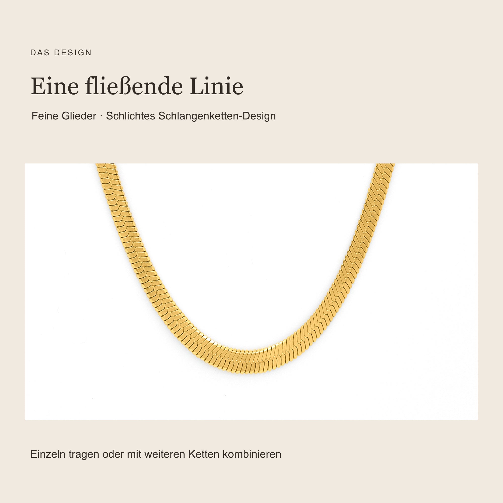 Originaldetail der goldfarbenen Sleek Chain mit feinen flachen Gliedern