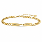 Twist Armband in Gold, 18 cm, mit Beispielgravur auf weißem Hintergrund