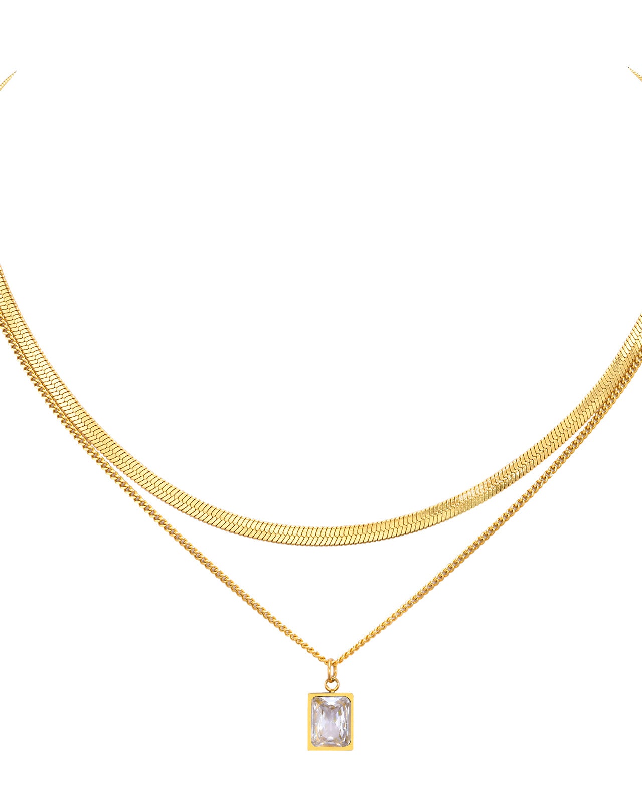 Zirkonia Layer Halskette | 38cm + 41cm Halskette | AAA Zirkonia Stein - Ketten - CARDORI