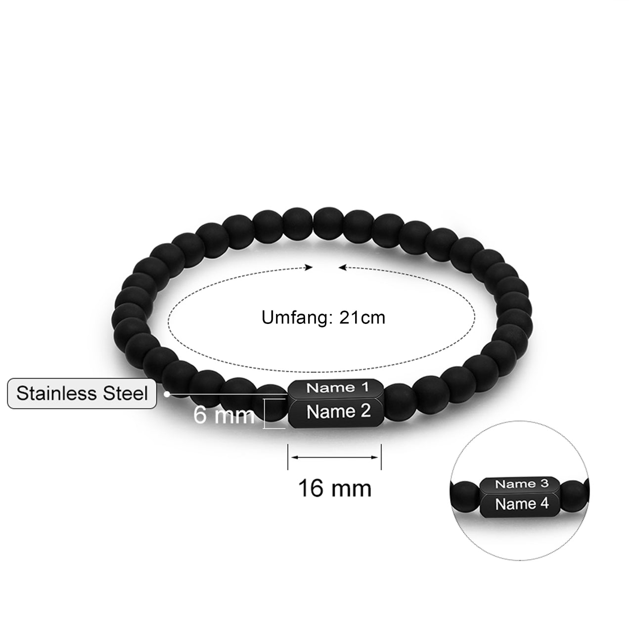 Black pearl Armband mit Gravur - Armbänder - CARDORI