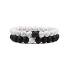 Perlenarmband-Set für Paare in Schwarz und Weiß