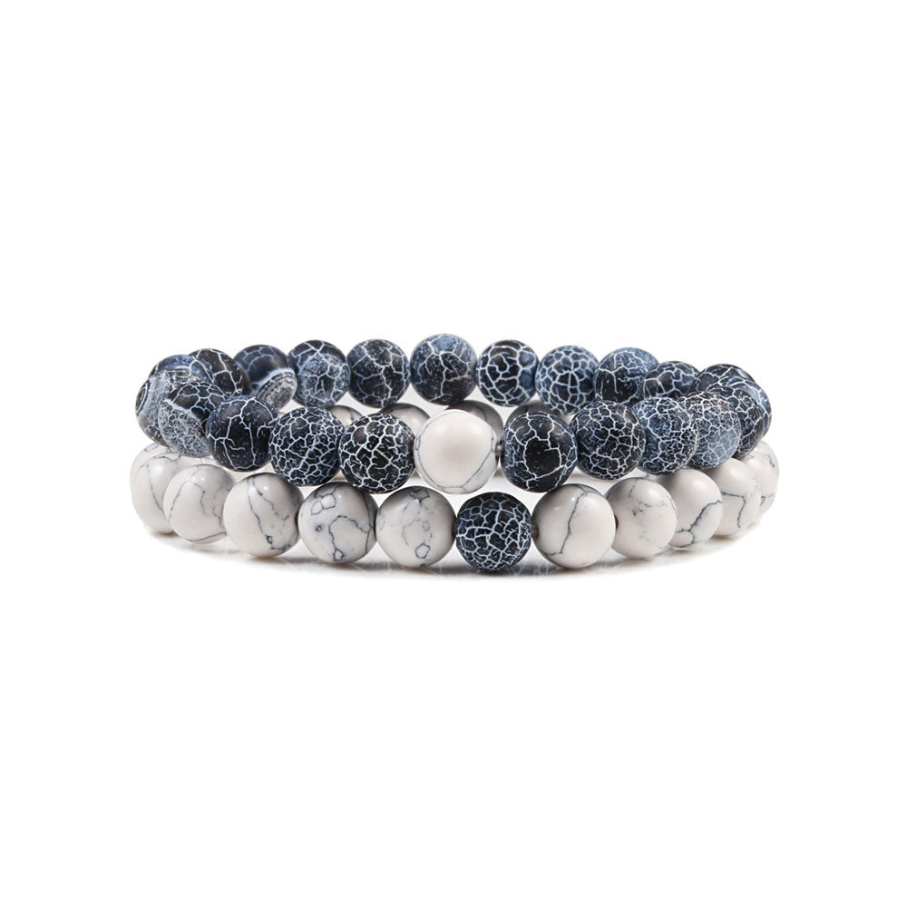 Perlenarmband-Set für Paare in Weiß und Blau
