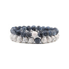 Perlenarmband-Set für Paare in Weiß und Blau